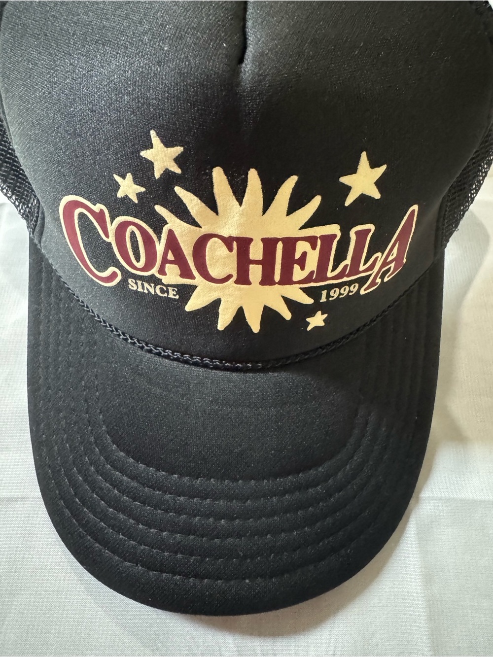 Coachella Official Festival Black Trucker cap Hat with iconic logo - Unisex.
